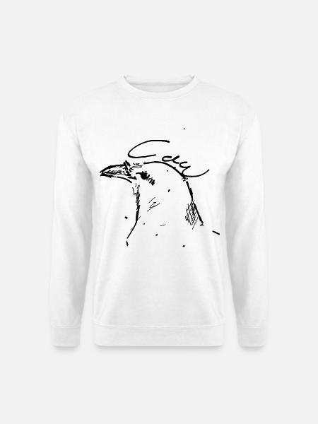 Crow ink sketch black outline - Unisex Sweatshirt - white