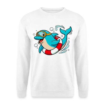 Dauphin drôle avec des lunettes de plongée - Sweat-shirt Unisexe - blanc - Devant