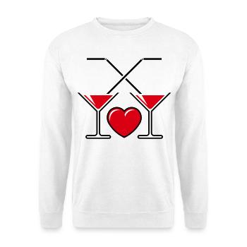 2 Cocktailgläser + Herz (Cocktail / Liebe / 2C) - Unisex Pullover - Weiß - Vorne