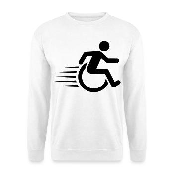 Schneller Rollstuhlfahrer in Bewegung # - Unisex Pullover - Weiß - Vorne