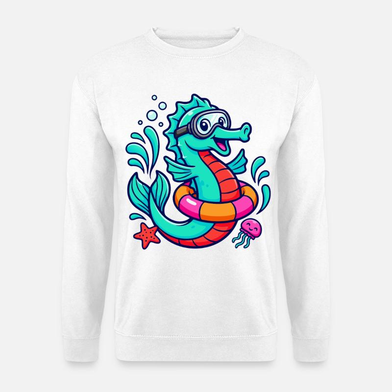 Cooles Seepferd - Unisex Pullover - Weiß