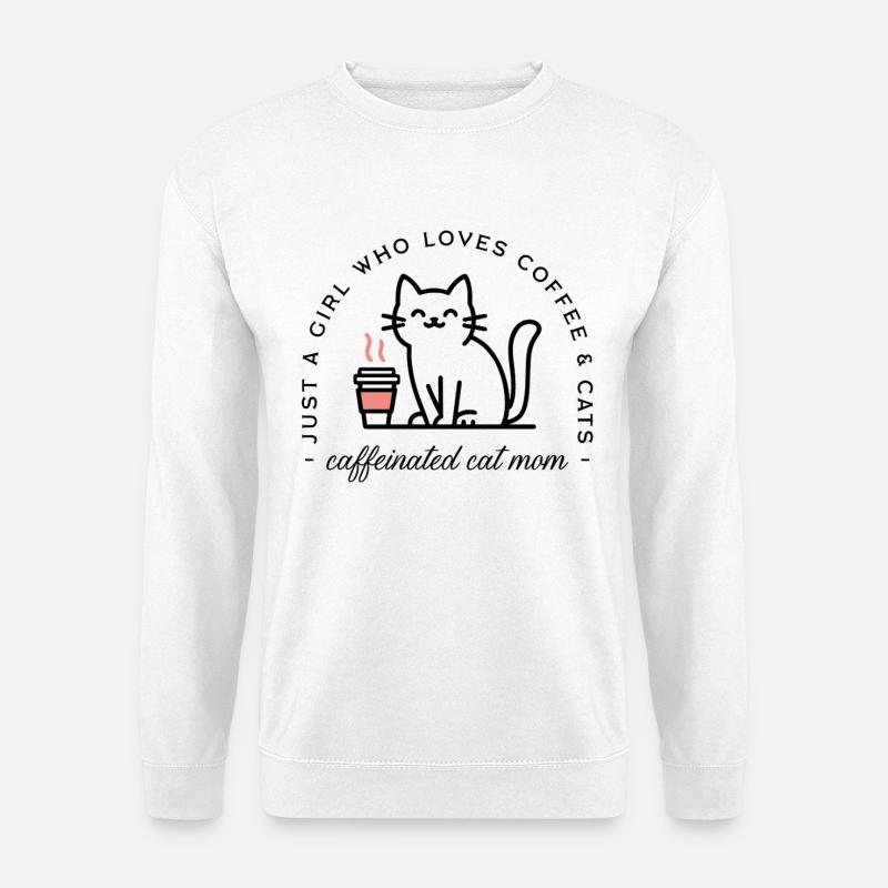 Katzenmama, Kaffeemädchen-Ästhetik - Unisex Pullover - Weiß