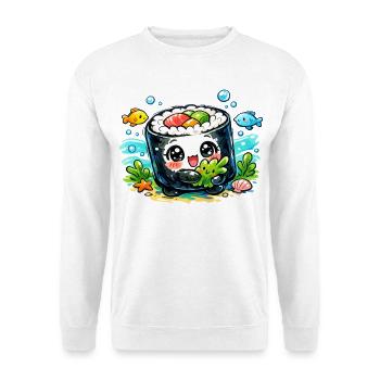 Kawaii Sushi Meerfreund - Unisex Pullover - Weiß - Vorne - Alina (178cm) & Michal (187cm)
