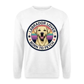 Labrador-Liebhaber, geboren zum Apportieren - Unisex Pullover - Weiß - Vorne - Alina (178cm) & Michal (187cm)