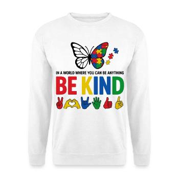 Autismus Sei freundlich Bewusstsein | Bunter Schmetterling - Unisex Pullover - Weiß - Vorne