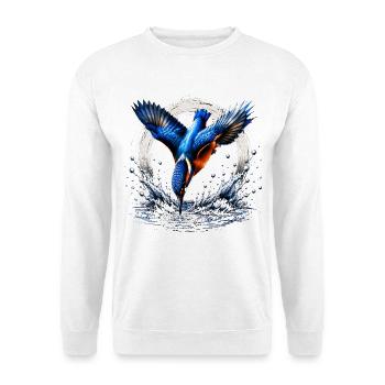 Conception de l’oiseau de pêche Kingfisher - Sweat-shirt Unisexe - blanc - Devant