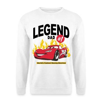 Cars Legend Dad #1 Mit Spruch Und Lightning - Unisex Pullover - Weiß - Vorne - Alina (178cm) & Michal (187cm)
