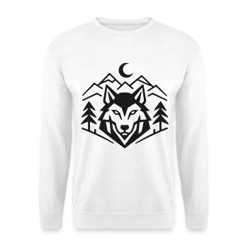 Geometric Wolfpack Emblem: Minimalist Wolf Shirt - Unisex Sweatshirt - white - Front