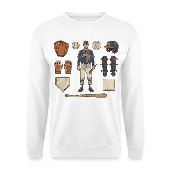 Baseballspieler Ausrüstung Vintage Retro - Unisex Pullover - Weiß - Vorne