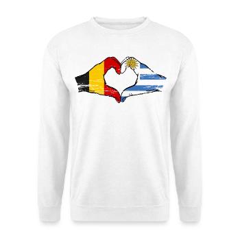 Mains du drapeau de la Belgique de l’Uruguay utilisées - Sweat-shirt Unisexe - blanc - Devant