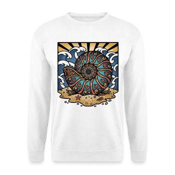 Ammonite Nautilus Beach Ocean Shell Retro - Unisex Sweatshirt - white - Front