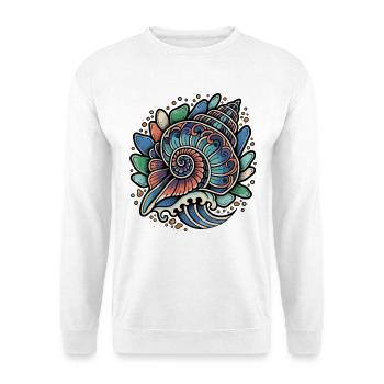 Nautilus Shell Spiral Ocean Wave Retro - Unisex Pullover - Weiß - Vorne