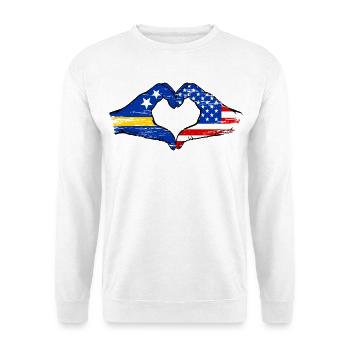 Curacao_USA_Flagge_Haende_Herzform_used_used - Sweat-shirt Unisexe - blanc - Devant