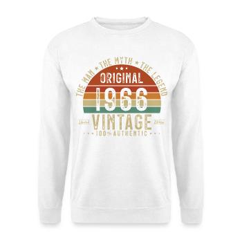 1966 Vintage Retro Geburtstagsgeschenk - Unisex Pullover - Weiß - Vorne - Alina (178cm) & Michal (187cm)