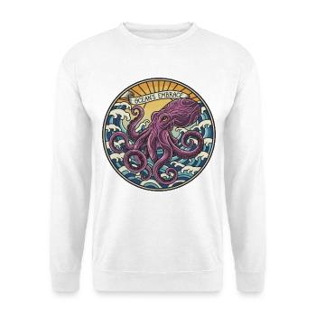 Pieuvre Kraken Vintage Ocean Embrace Badge - Sweat-shirt Unisexe - blanc - Devant