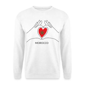 Cœur de supporter marocain avec drapeau marocain - Sweat-shirt Unisexe - blanc - Devant