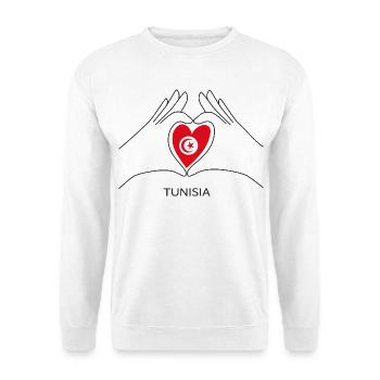 Tunesien Fan Herz mit Tunesischer Flagge - Unisex Pullover - Weiß - Vorne