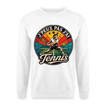 J'Peux Pas J'ai Tennis Humour Vintage - Sweat-shirt Unisexe - blanc - Devant
