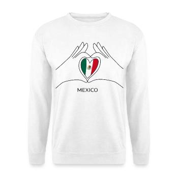 Mexico Herz mit Mexikanischer Flagge Mexiko Fan - Unisex Pullover - Weiß - Vorne