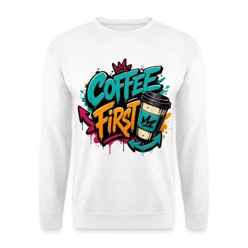 Café First Graffiti Tee - Sweat-shirt Unisexe - blanc - Devant