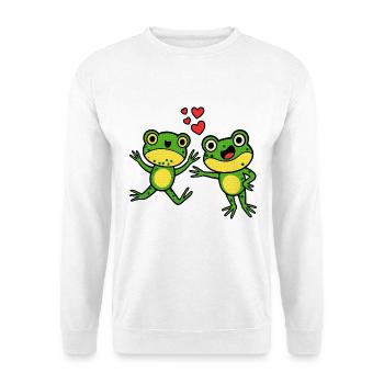 Happy frog friends with hearts - Unisex Sweatshirt - white - Front