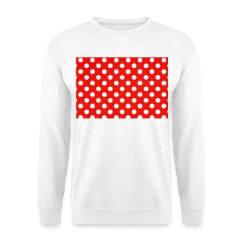 Rotes Polka-Punkt-Muster - Unisex Pullover - Weiß - Vorne - Alina (178cm) & Michal (187cm)