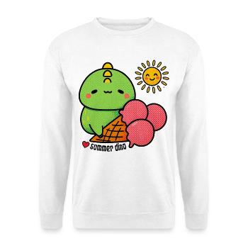Dino d’été avec cornet de glace - Sweat-shirt Unisexe - blanc - Devant