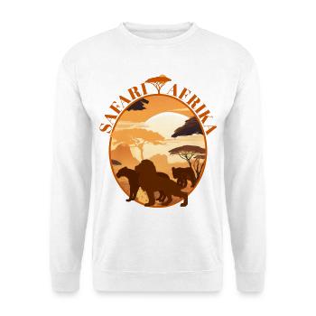 Savannen Safari Sonnenuntergang - Unisex Pullover - Weiß - Vorne - Alina (178cm) & Michal (187cm)