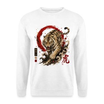 Tiger – Japanese Tattoo Streetwear Design - Unisex Pullover - Weiß - Vorne