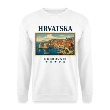 Kroatien Dubrovnik Vintage Reisemarke - Unisex Pullover - Weiß - Vorne