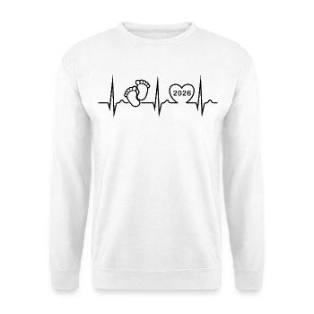 EKG Kurve - Herzkurve - Baby 2026 - Schwanger - Unisex Pullover - Weiß - Vorne