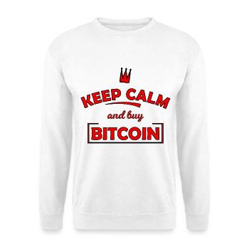 Keep Calm Bitcoin Print - Unisex Pullover - Weiß - Vorne