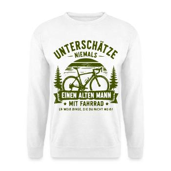 Unterschätze niemals alten Mann mit Fahrrad - Unisex Pullover - Weiß - Vorne
