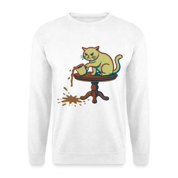 Le chat renverse la tasse - Sweat-shirt Unisexe - blanc - Devant