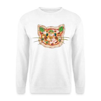 Pizza Katze - Unisex Pullover - Weiß - Vorne