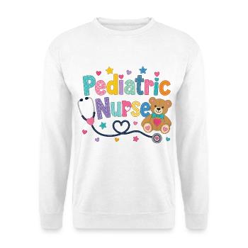 Bunte Kinderkrankenschwester Teddybär - Unisex Pullover - Weiß - Vorne