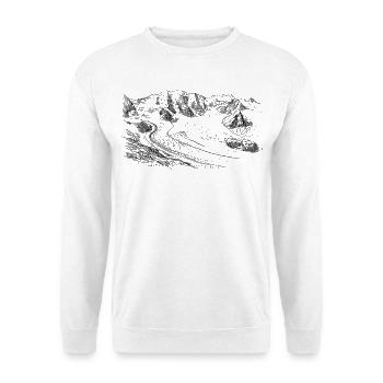 Silhouette de Piz Palü | Bernina Massiv Design | Montagne - Sweat-shirt Unisexe - blanc - Devant
