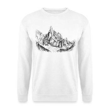 Silhouette du Cerro Torre | Conception du Sommet de la Patagonie - Sweat-shirt Unisexe - blanc - Devant