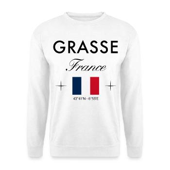 Grasse Frankreich Koordinaten Reise Souvenir - Unisex Pullover - Weiß - Vorne