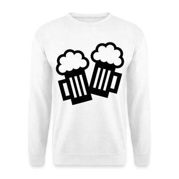 2 Bierkrug Icons Stoßen An (Bier / Maßkrüge / B) - Unisex Pullover - Weiß - Vorne