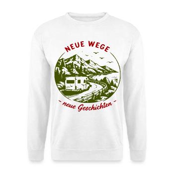 Neue Wege – Camperabenteuer am Berg - Unisex Pullover - Weiß - Vorne
