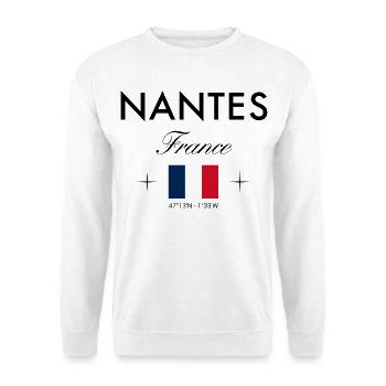 Nantes Frankreich Koordinaten Reise Souvenir - Unisex Pullover - Weiß - Vorne