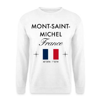 Mont Saint Michel Frankreich Koordinaten Reise - Unisex Pullover - Weiß - Vorne