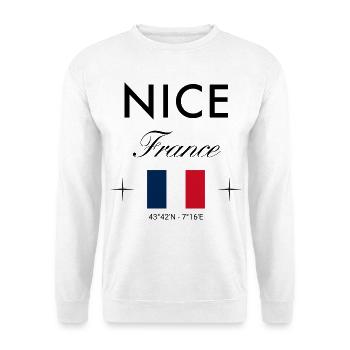 Nice, France, Coordonnées Souvenir de voyage - Sweat-shirt Unisexe - blanc - Devant
