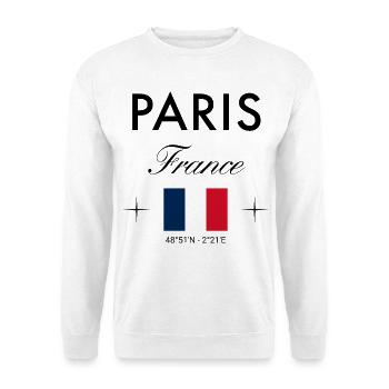 Paris France Coordinates Travel Souvenir - Unisex Sweatshirt - white - Front
