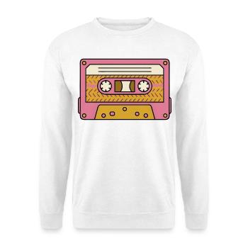 Retro Kassette in Pink - Unisex Pullover - Weiß - Vorne