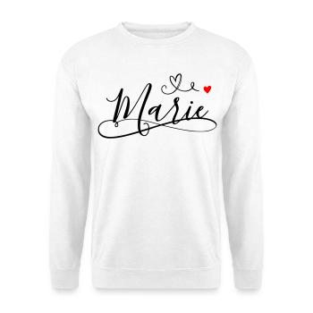 Marie Name Vorname mit Herzdekor - Unisex Pullover - Weiß - Vorne