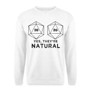 Natürlicher RPG-Nerd Brüste lustiger Tabletop-Gamer - Unisex Pullover - Weiß - Vorne - Alina (178cm) & Michal (187cm)