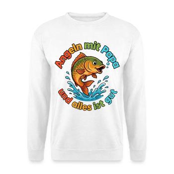 Angeln mit Papa - Unisex Pullover - Weiß - Vorne