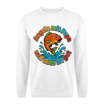 Angeln mit Papa: Alles ist gut - Unisex Pullover - Weiß - Vorne